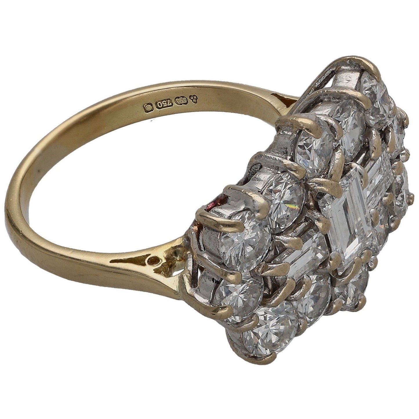 18ct Gold 2.50ct Diamond Dress/Cocktail Ring Size K