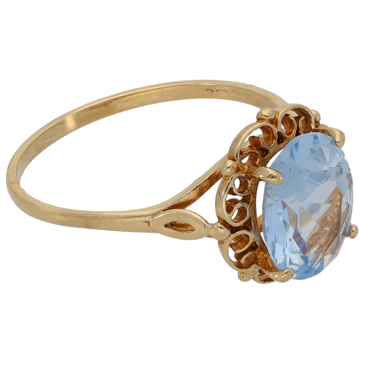 9ct Gold Imitation Gem Single Stone Ring Size P