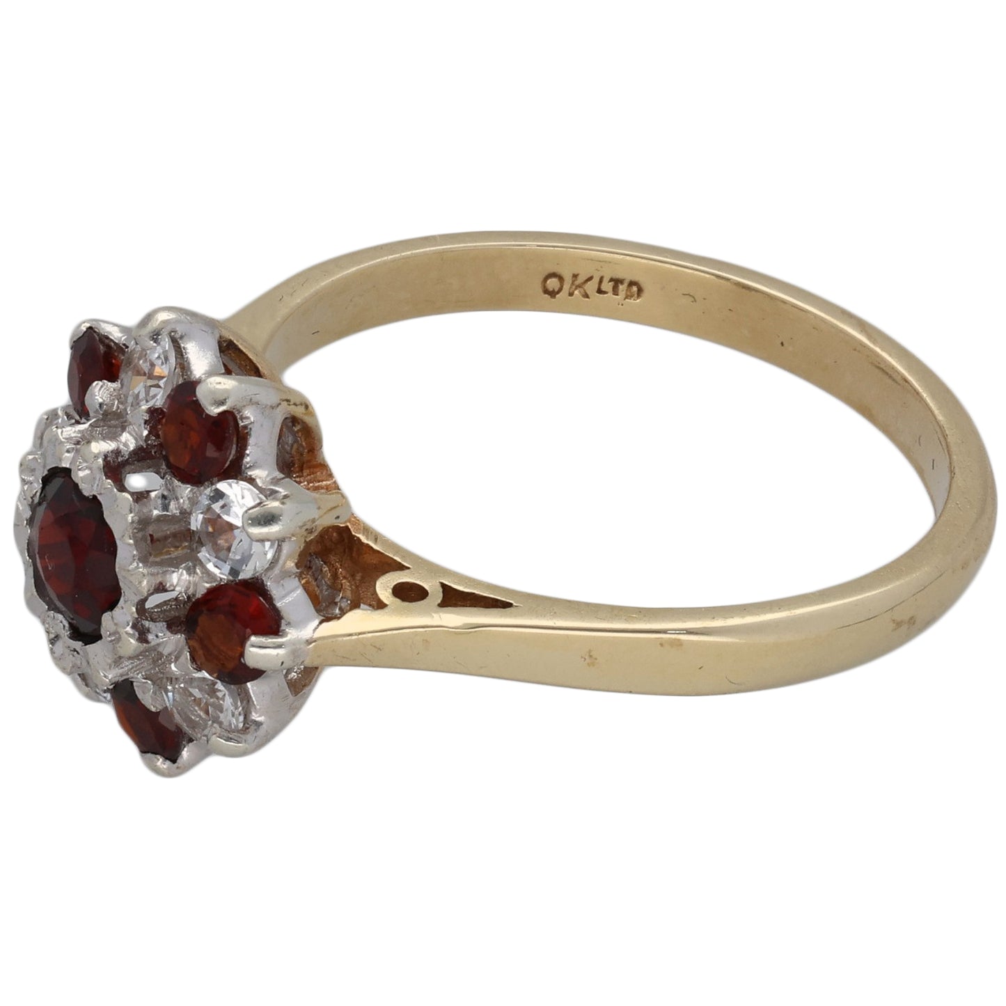 9ct Gold Garnet & Imitation Gems Dress/Cocktail Ring Size O