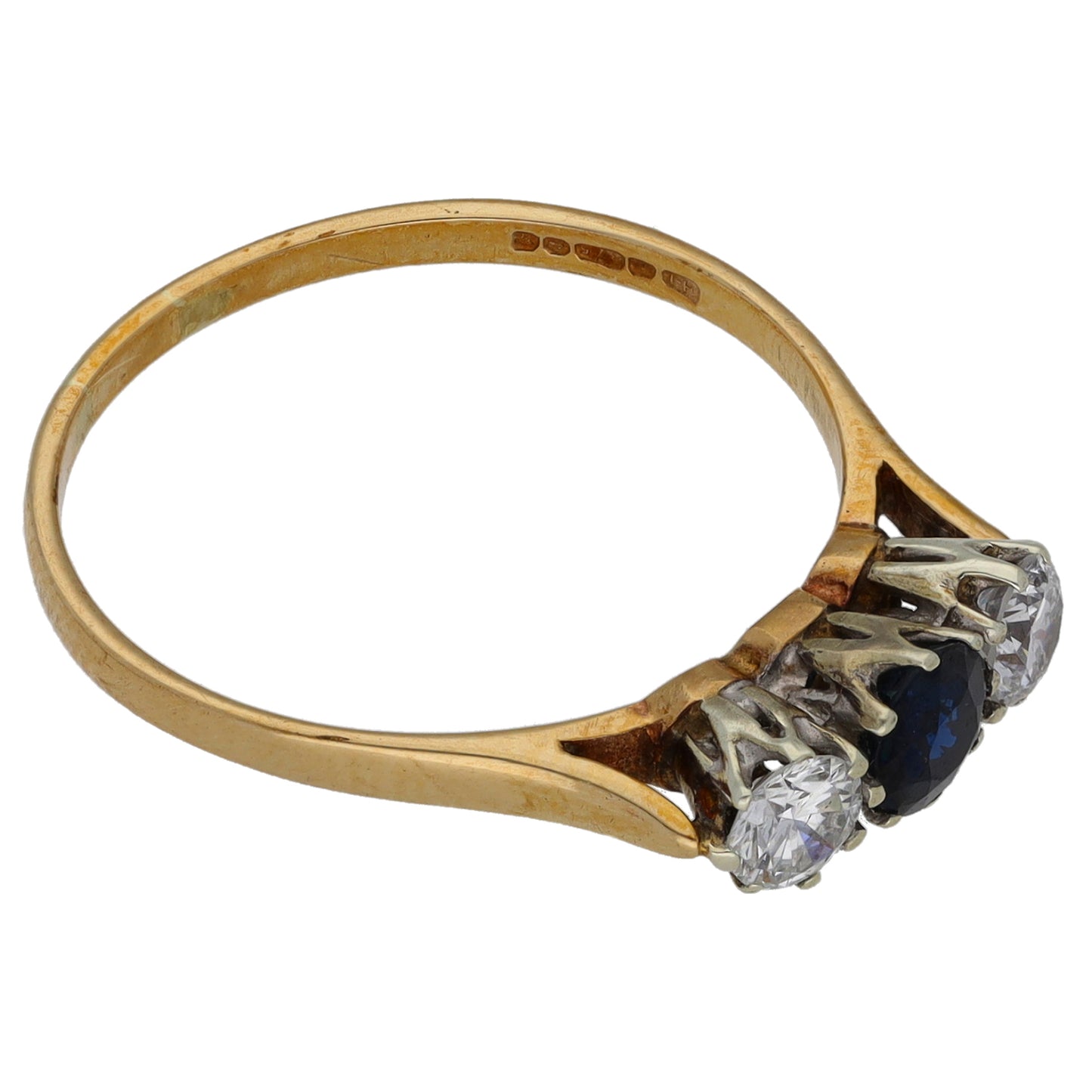 9ct Gold 0.30ct Diamond & Sapphire Trilogy Ring Size N
