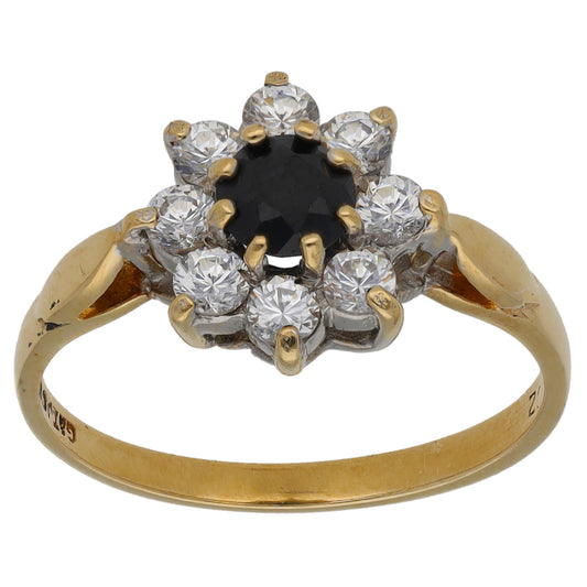 9ct Gold Sapphire & Cubic Zirconia Dress/Cocktail Ring Size M