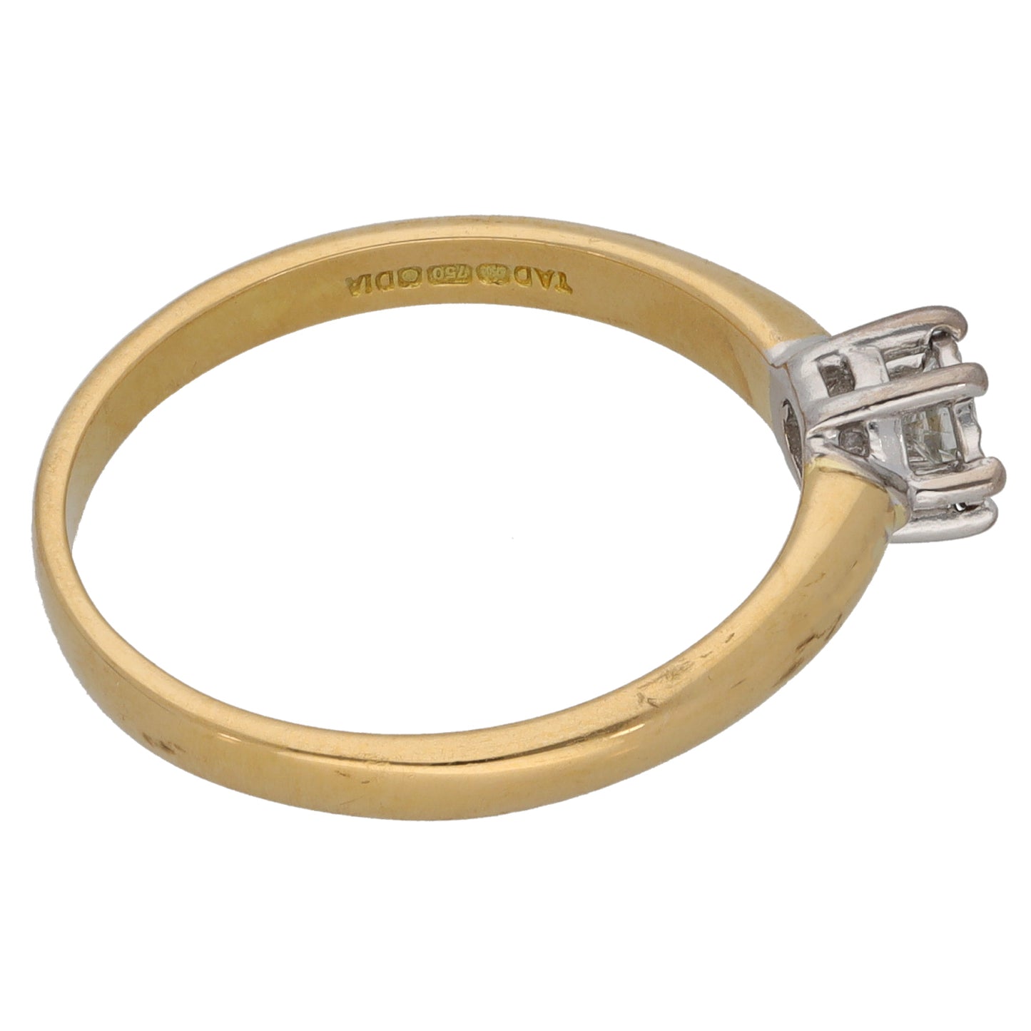 18ct Bicolour Gold 0.15ct Diamond Solitaire Ring Size P