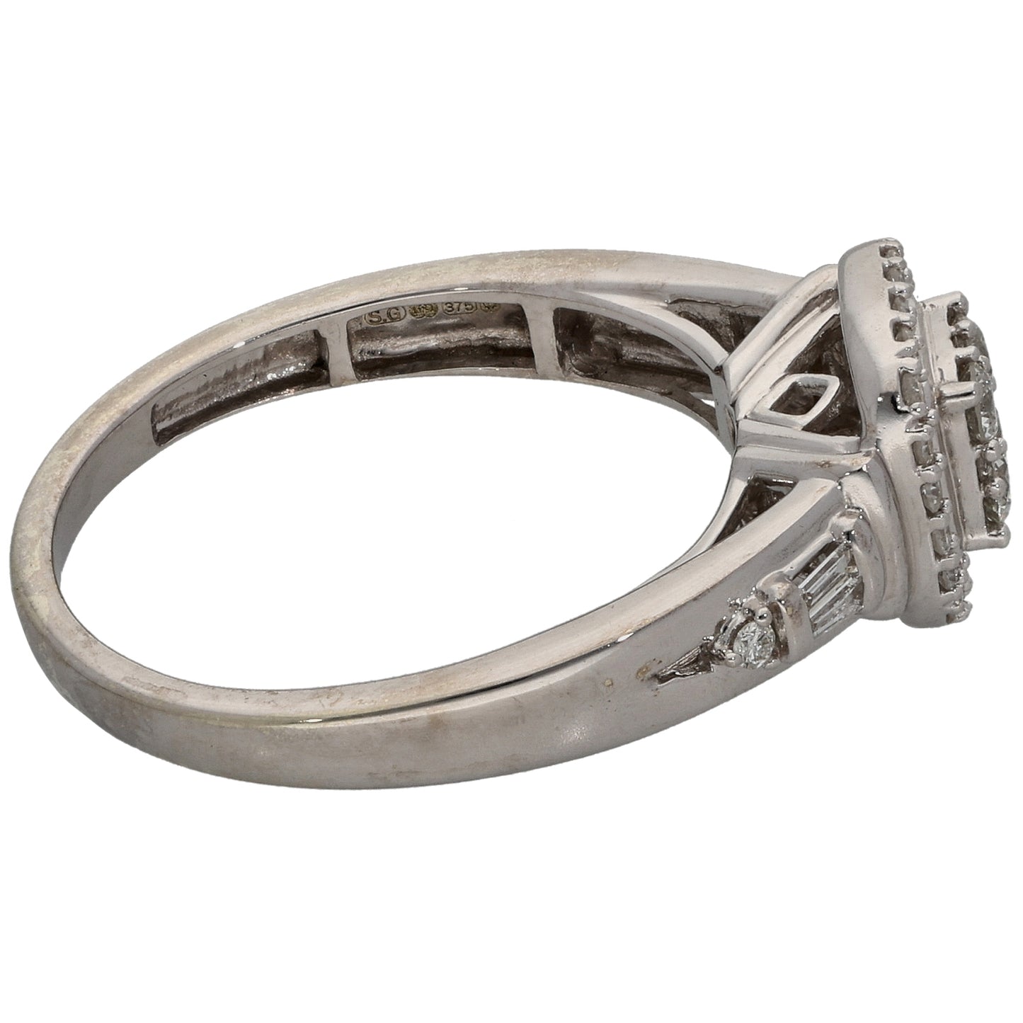9ct White Gold 0.38ct Diamond Dress/Cocktail Ring Size M