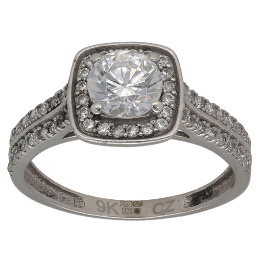 9ct Gold Cubic Zirconia Halo Ring Size N
