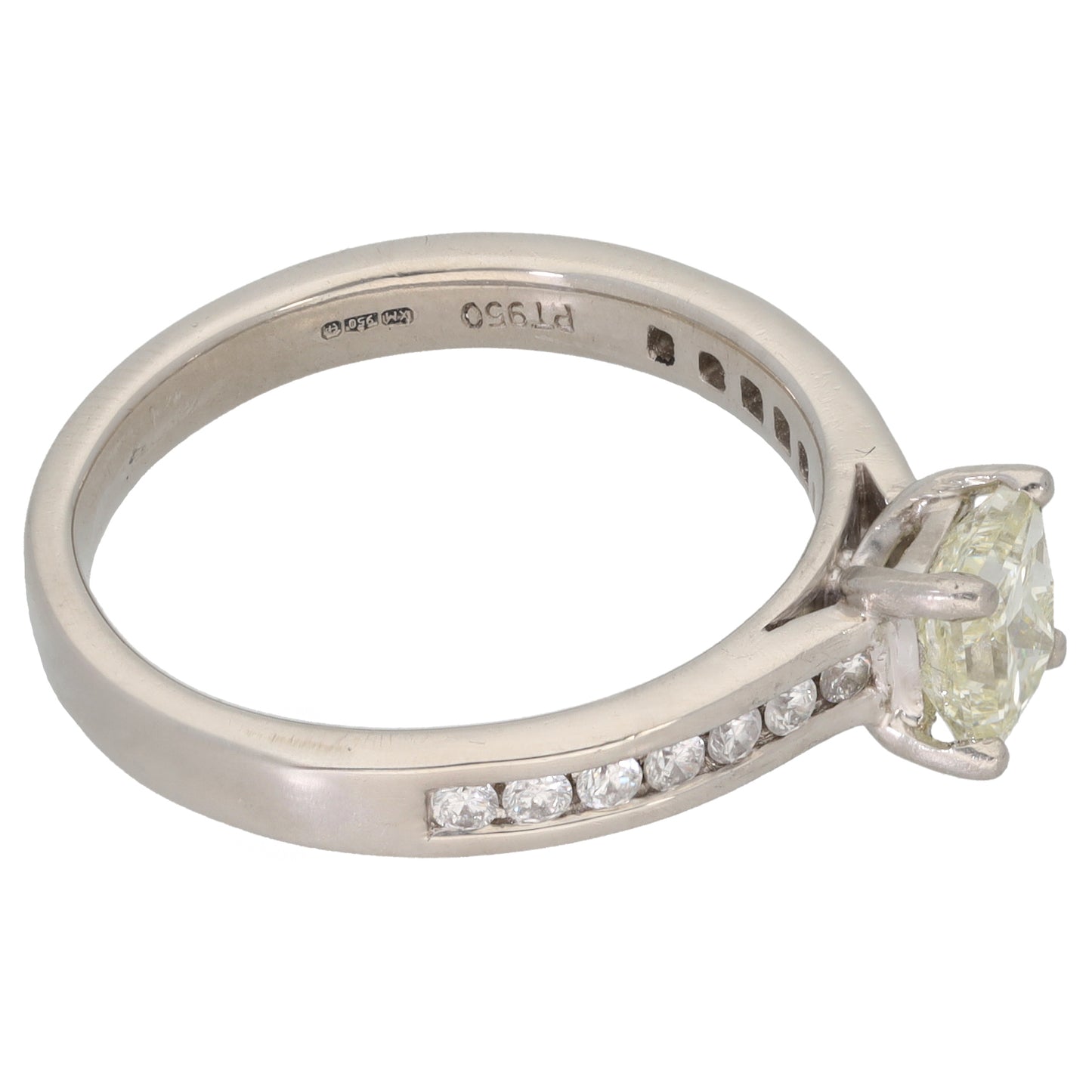 Platinum 1.13ct Diamond Solitaire Ring With Accent Stones Size S