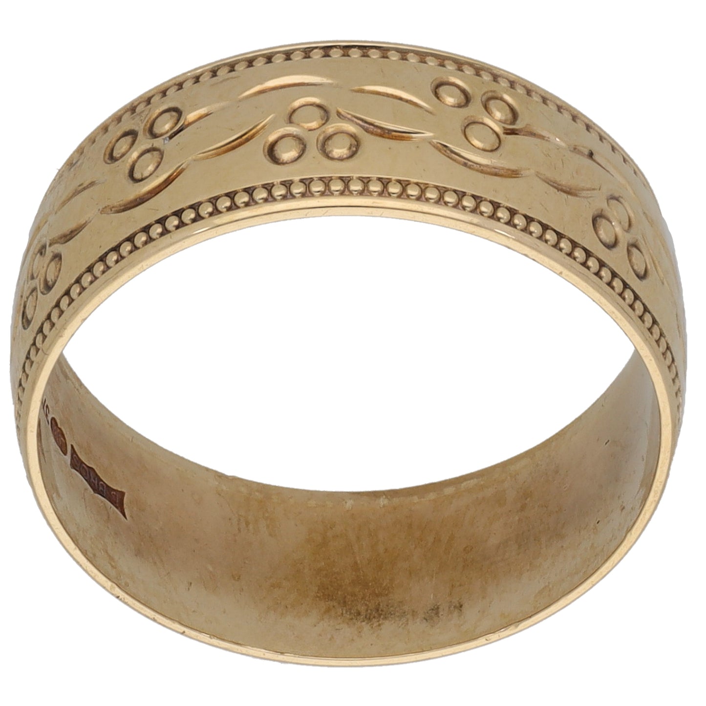 9ct Gold Patterned Wedding Ring Size P