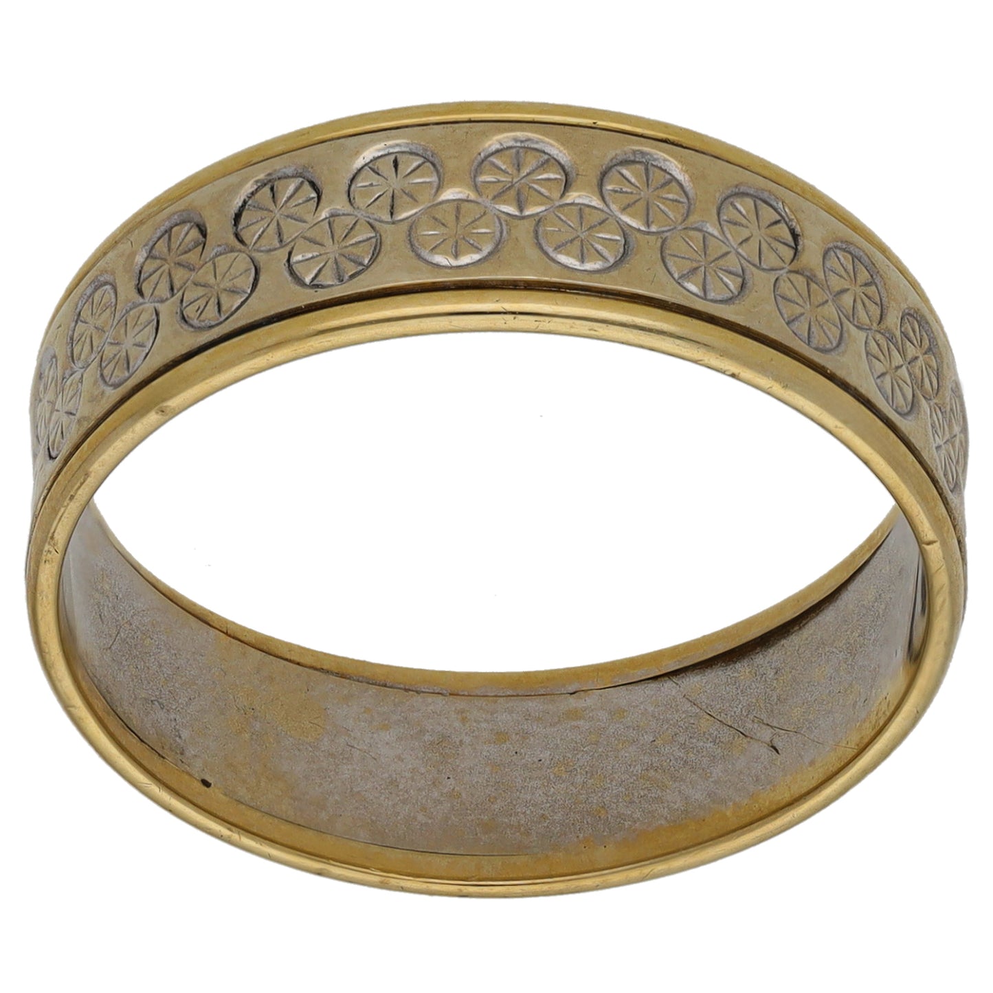 9ct Bicolour Gold Patterned Wedding Ring Size U