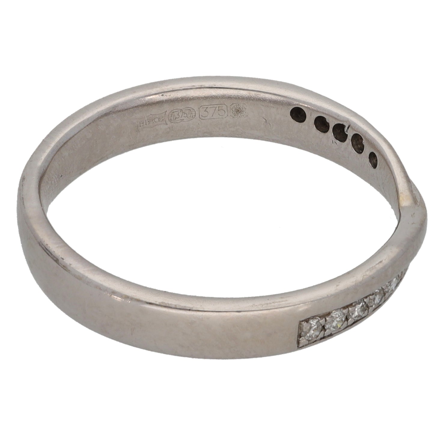 9ct White Gold 0.025ct Diamond Half Eternity Ring Size L
