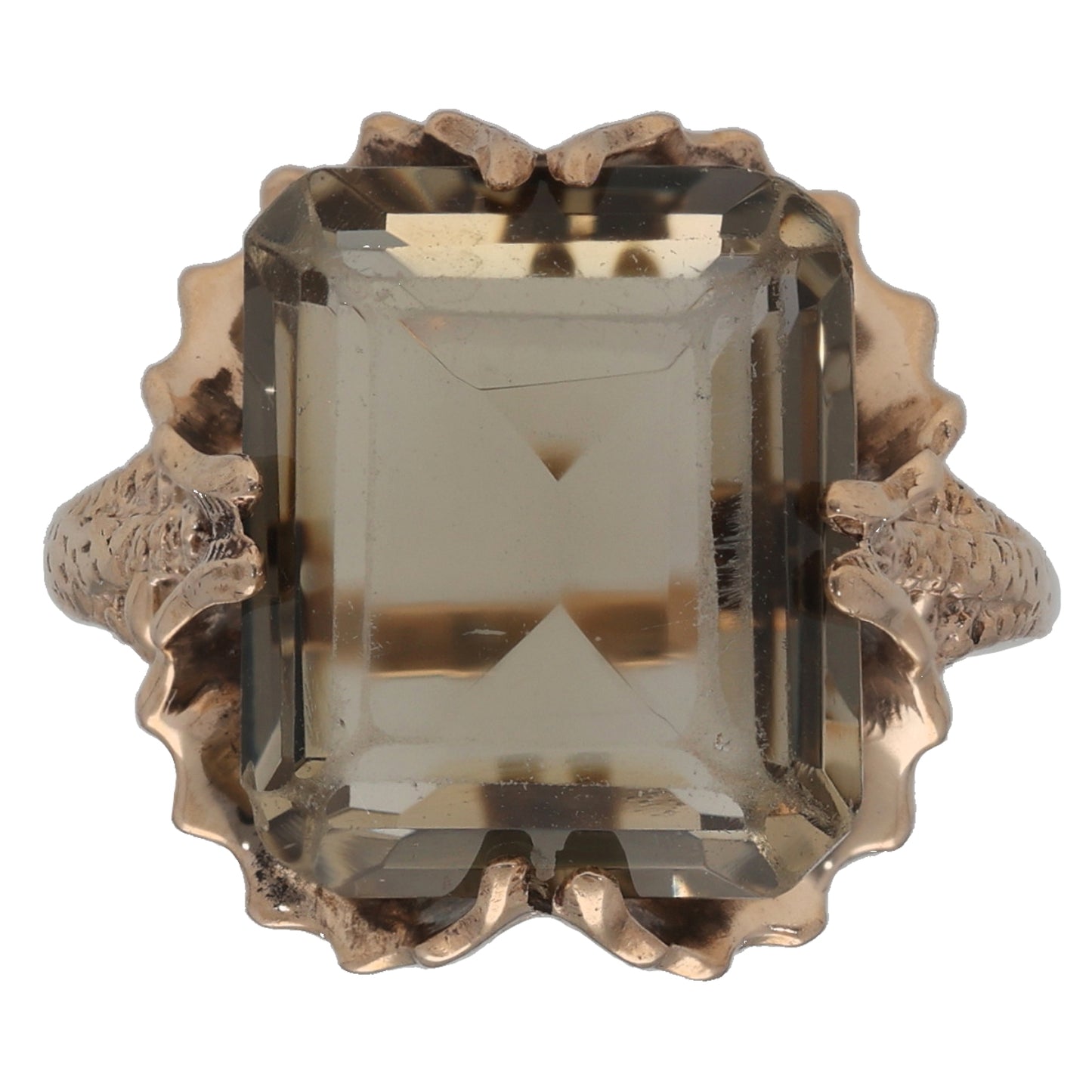 9ct Gold Smoky Quartz Single Stone Ring Size O