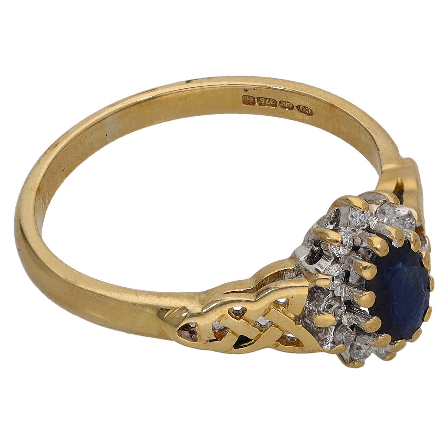 9ct Gold Sapphire & 0.13ct Diamond Dress/Cocktail Ring Size N