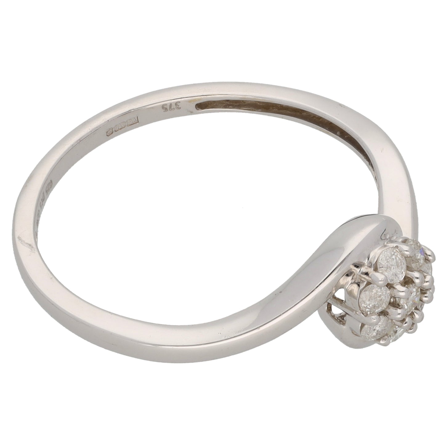 9ct White Gold 0.25ct Diamond Dress/Cocktail Ring Size V