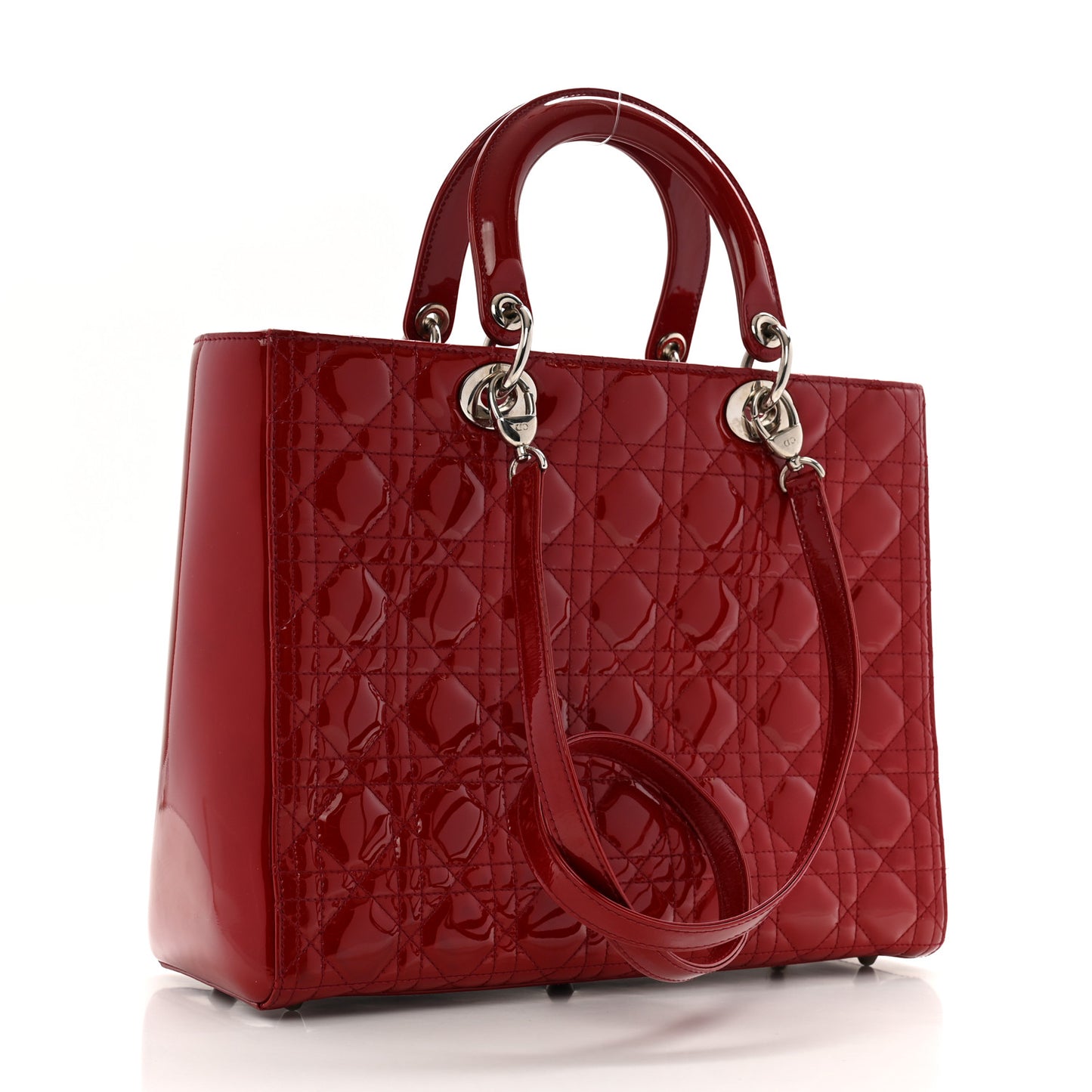 Christian Dior Lady Dior Cannage Lambskin Leather Bag - Red