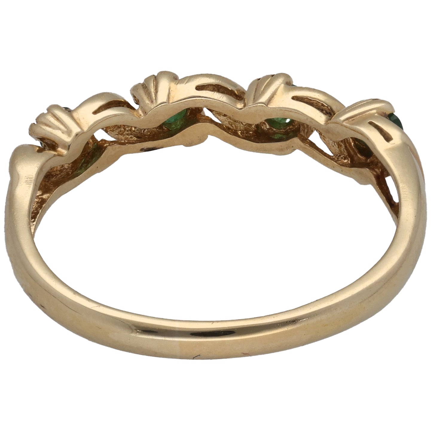 9ct Gold Emerald & 0.015ct Diamond Half Eternity Ring Size P