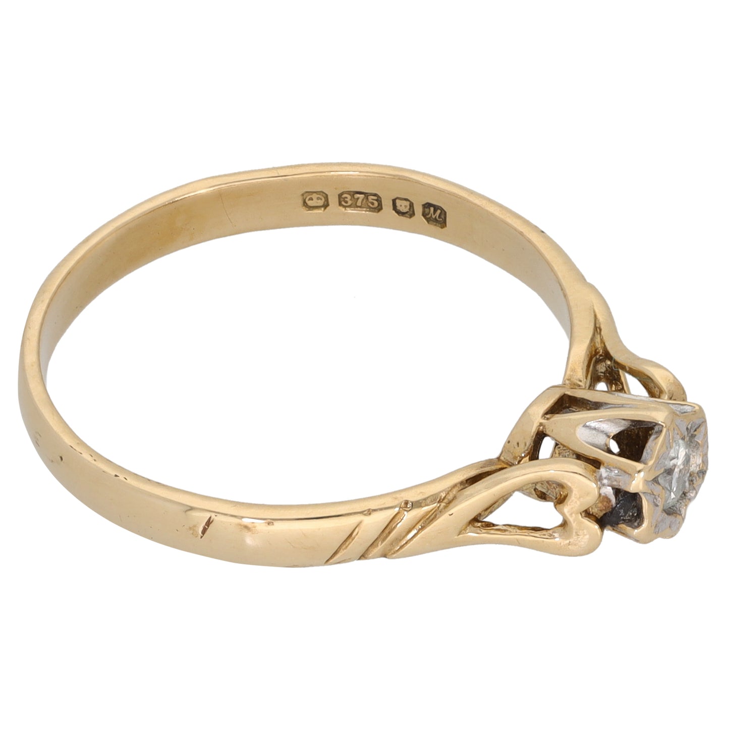 9ct Gold 0.07ct Diamond Solitaire Ring Size P