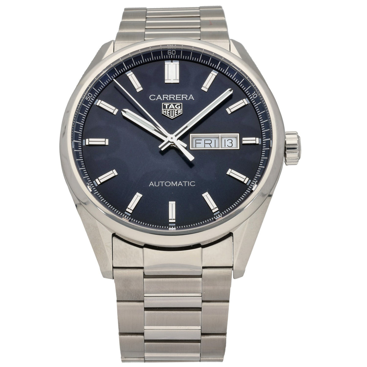 Tag Heuer Carrera WBN2012 stainless steel watch, navy dial, silver link bracelet
