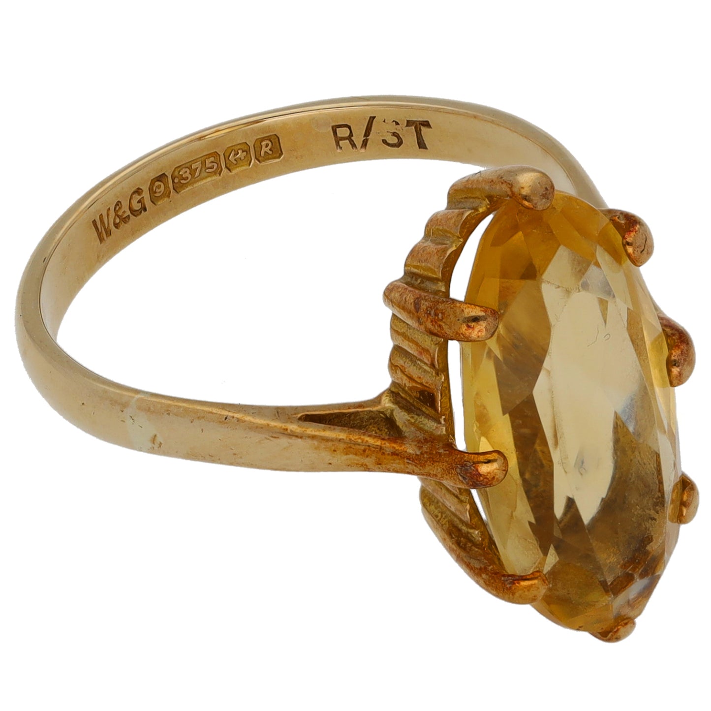 9ct Gold Citrine Single Stone Ring Size P