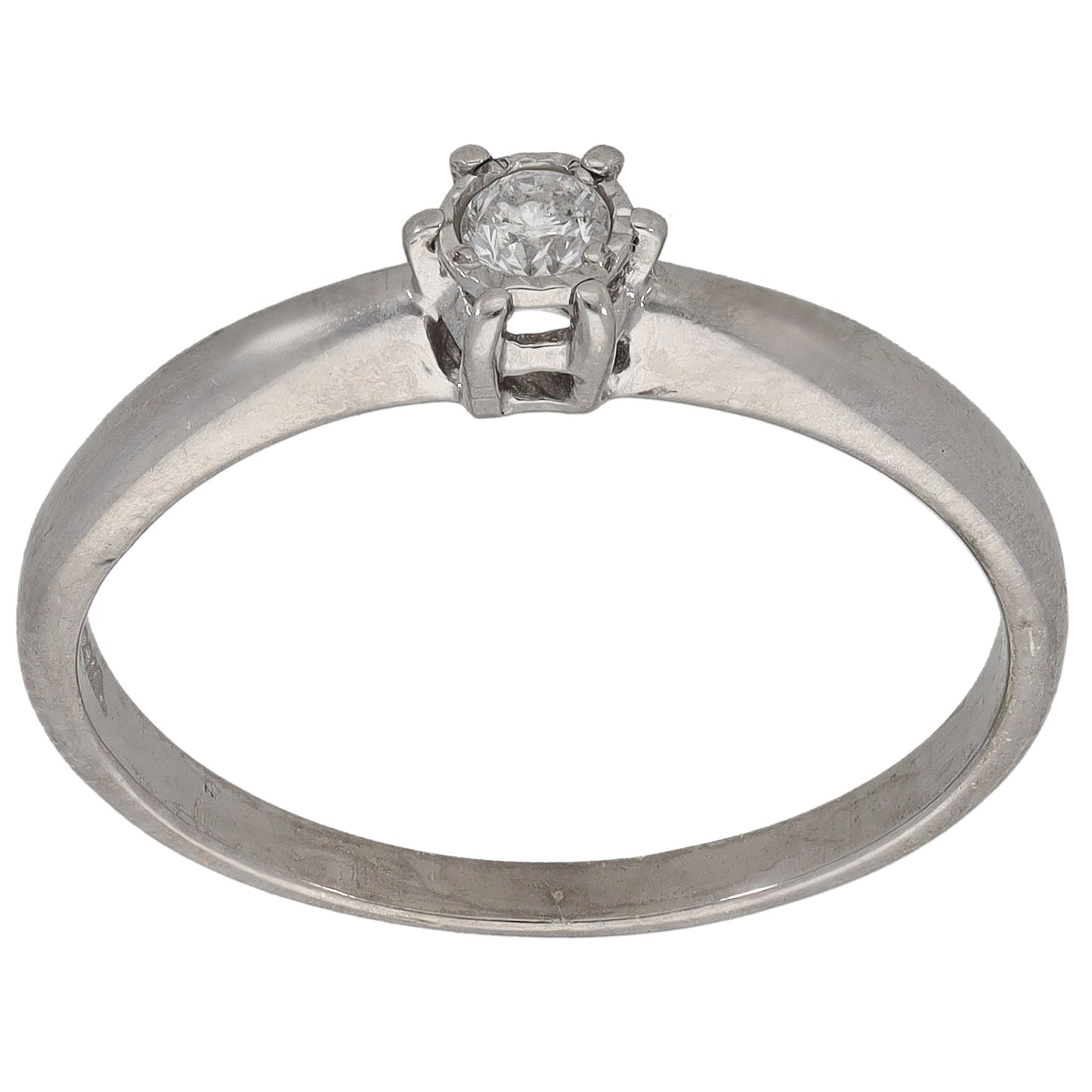 9ct White Gold 0.10ct Diamond Solitaire Ring Size S