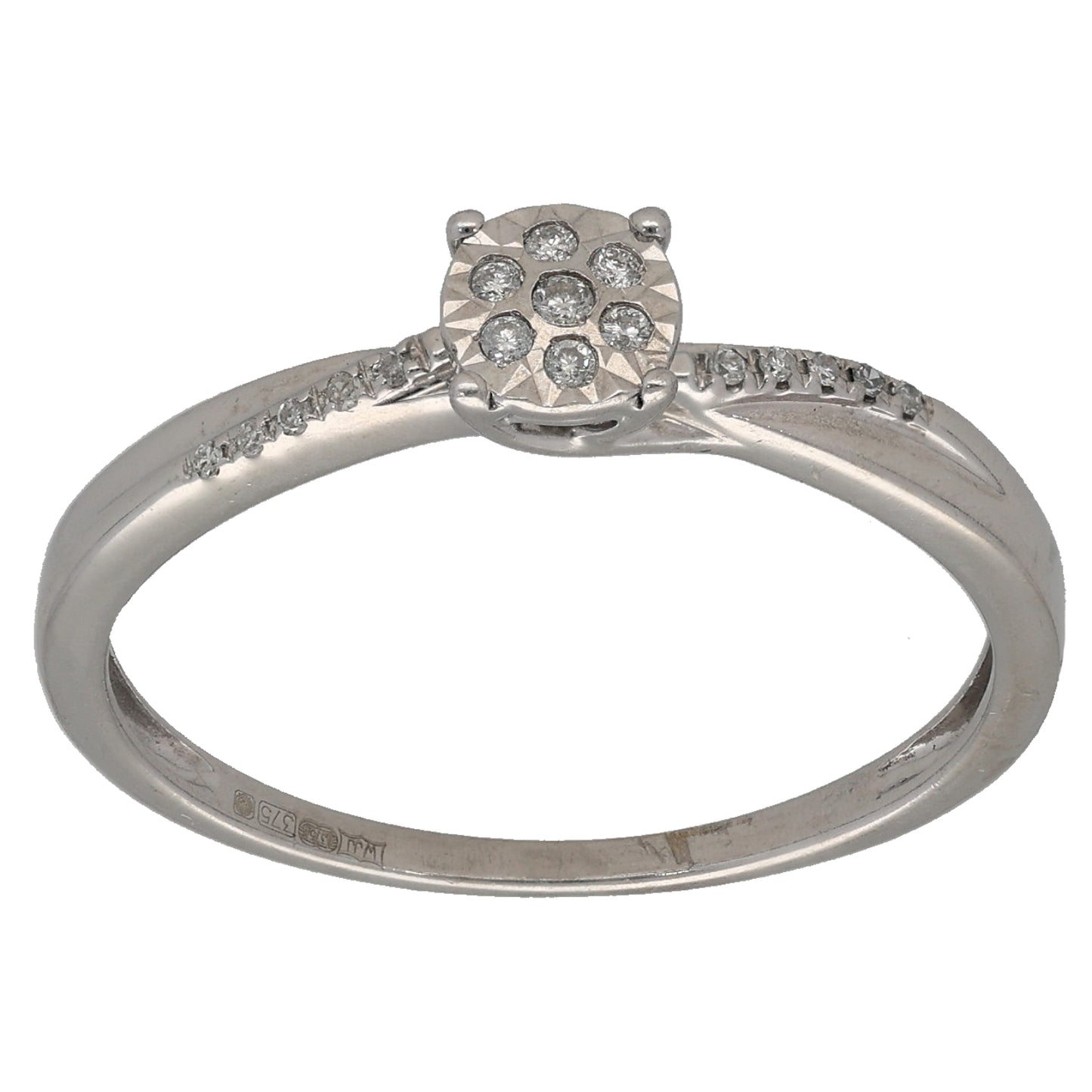 9ct White Gold 0.085ct Diamond Dress/Cocktail Ring Size T