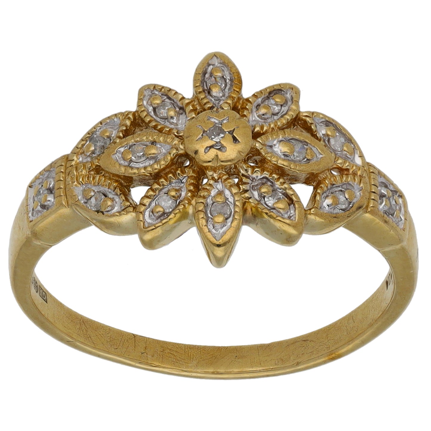 9ct Gold 0.07ct Round Diamond Dress/Cocktail Ring Size O