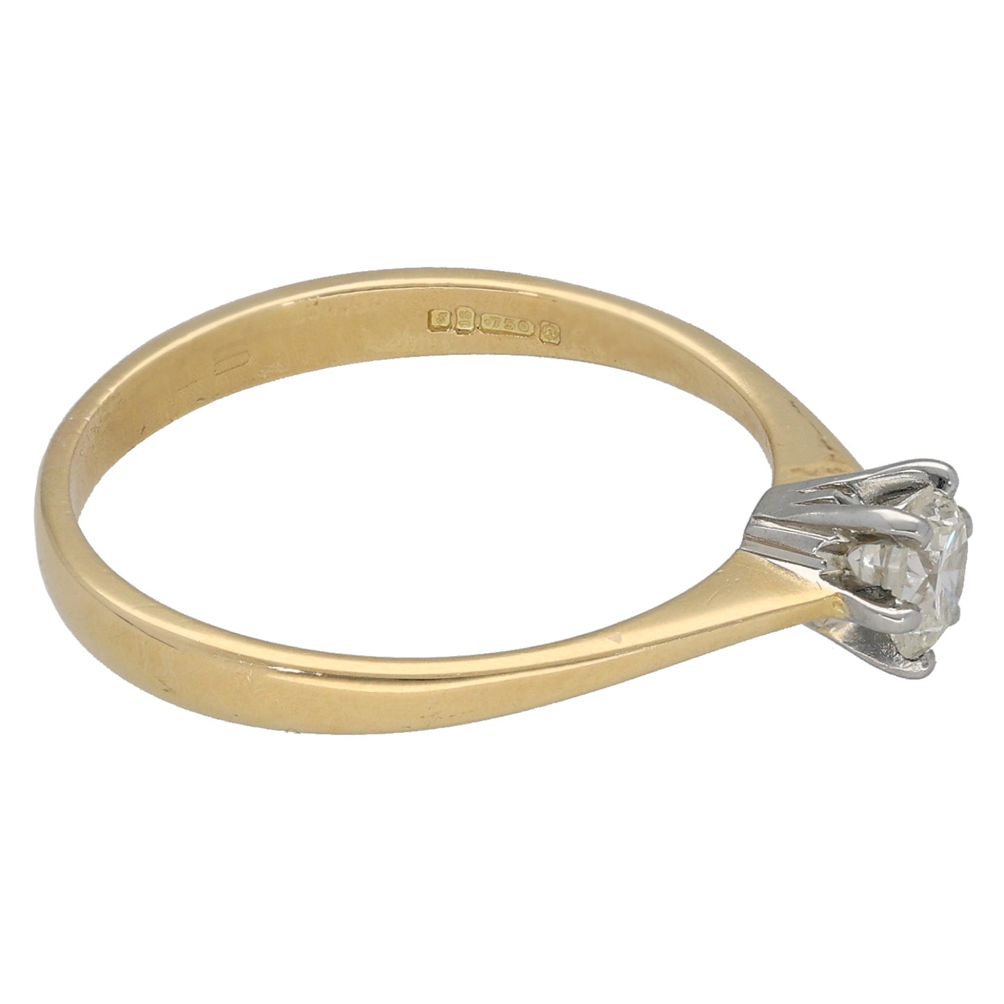 18ct Gold 0.35ct Diamond Solitaire Ring Size P