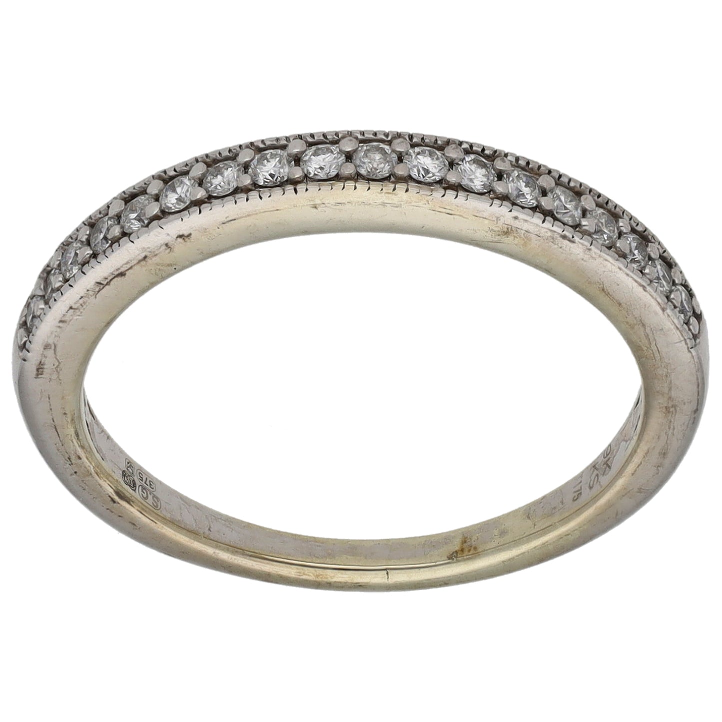 9ct White Gold 0.18ct Diamond Half Eternity Ring Size M