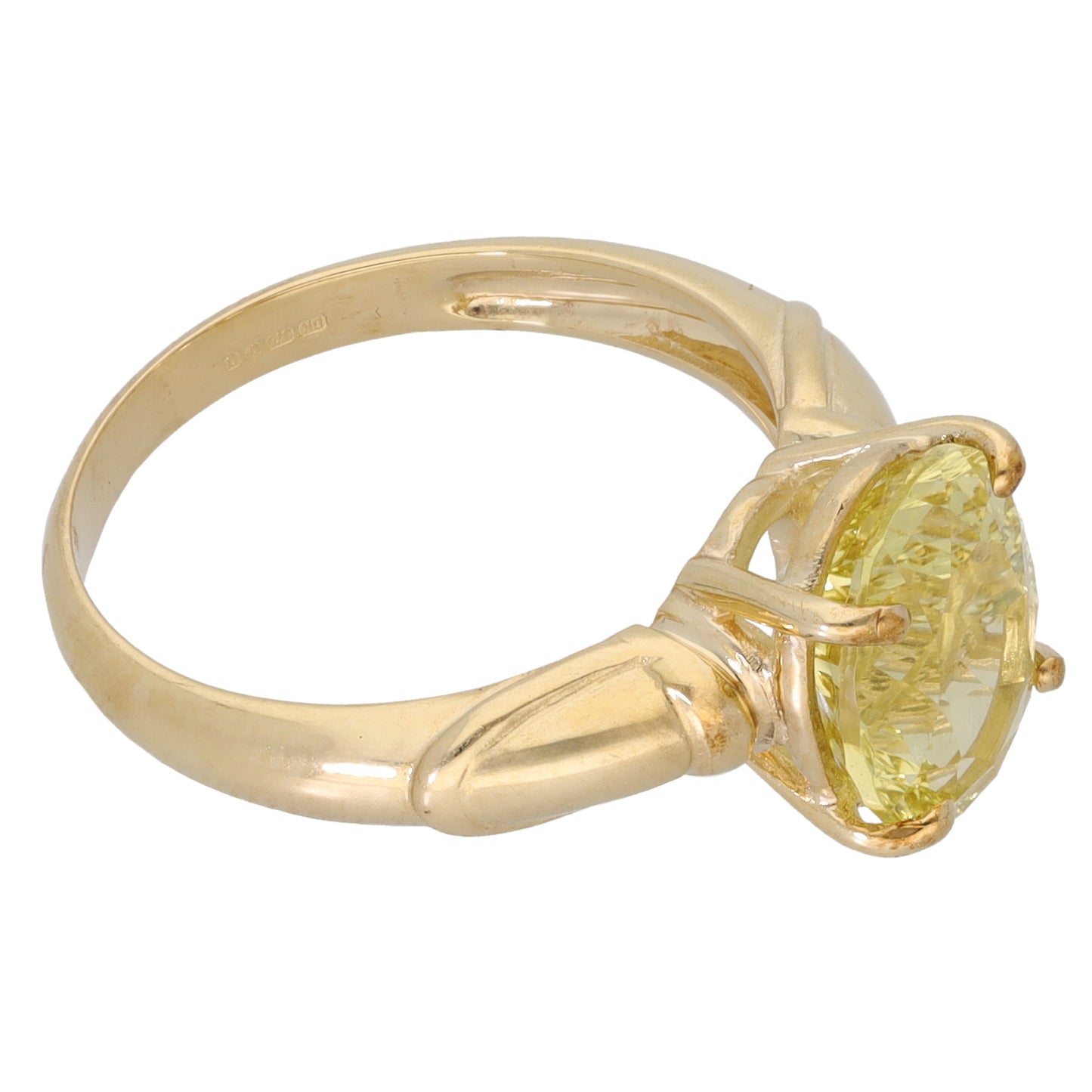 9ct Gold Green Quartz Single Stone Ring Size N