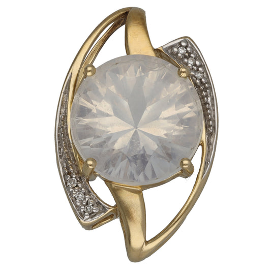 9ct Gold Quartz & 0.03ct Diamond Dress/Cocktail Pendant