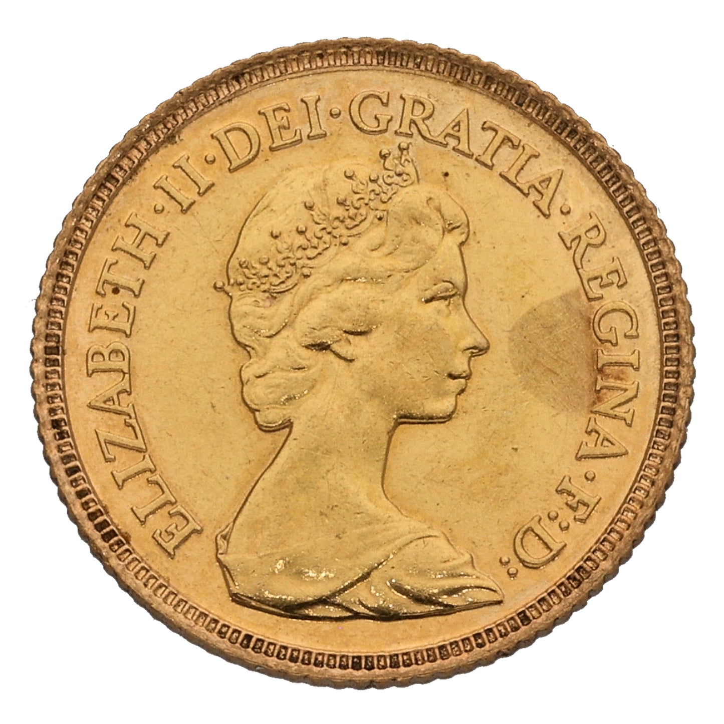 22ct Gold Queen Elizabeth II Half Sovereign Coin 1982