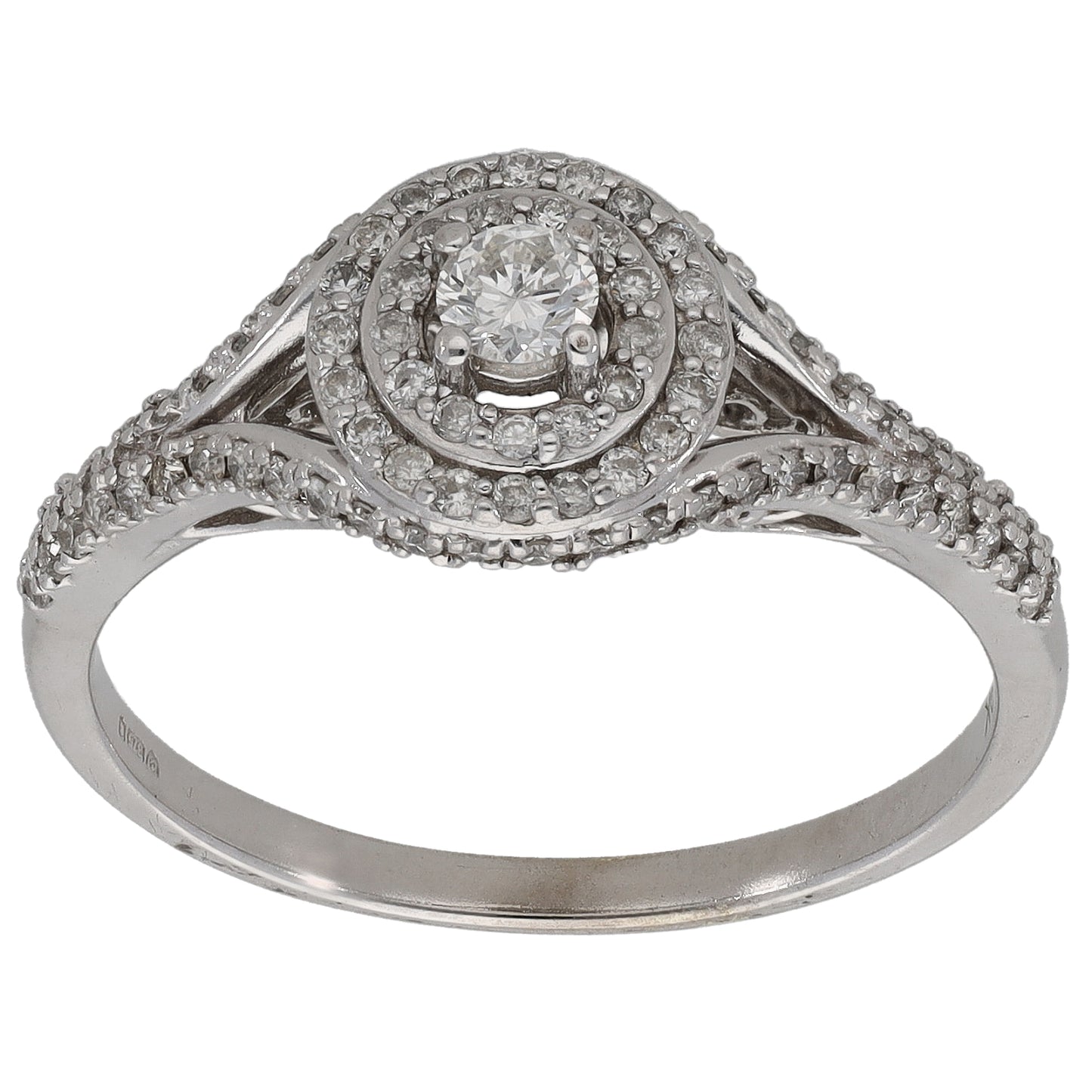 9ct White Gold 0.53ct Diamond Cluster Ring Size Q