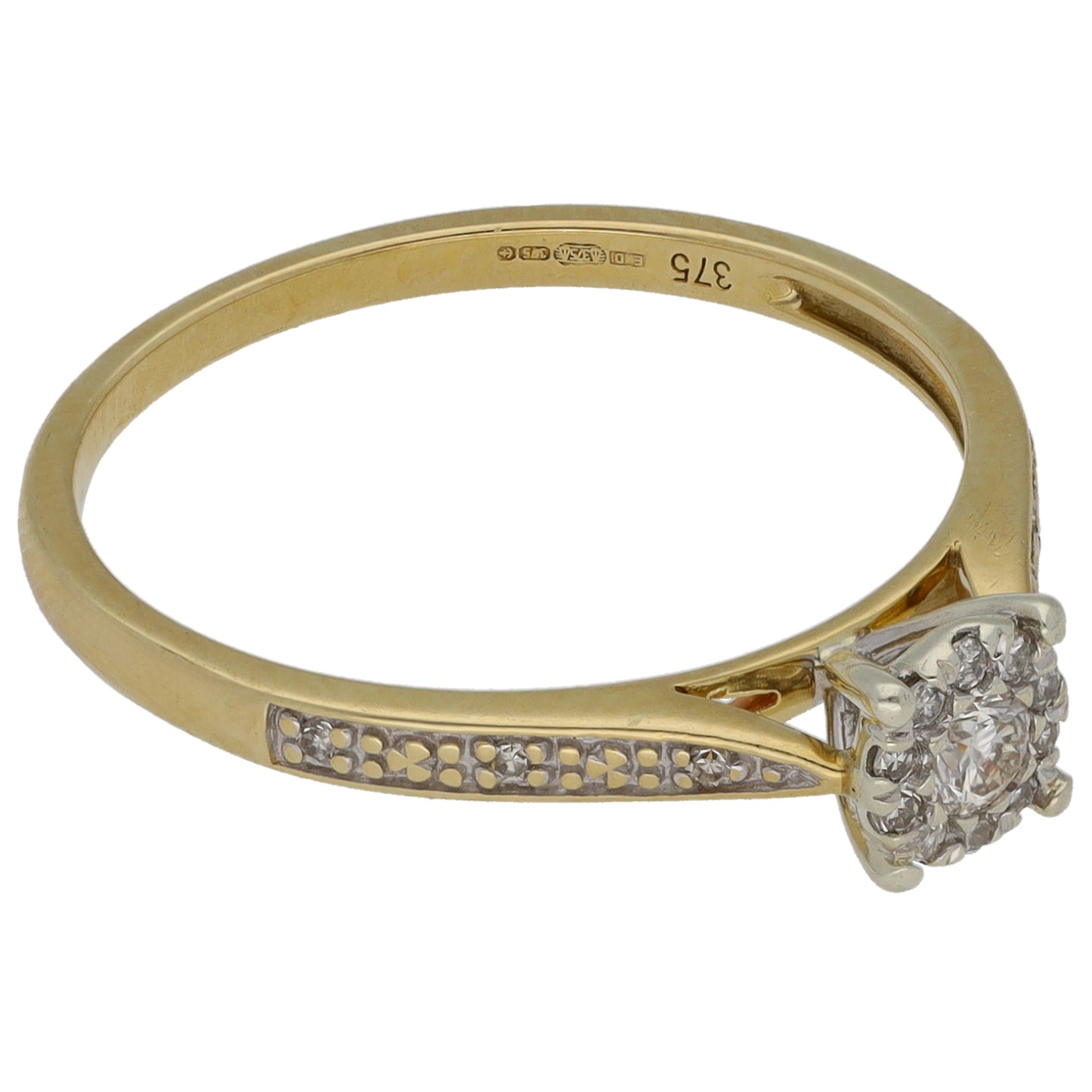 9ct Gold 0.15ct Diamond Cluster Ring Size O