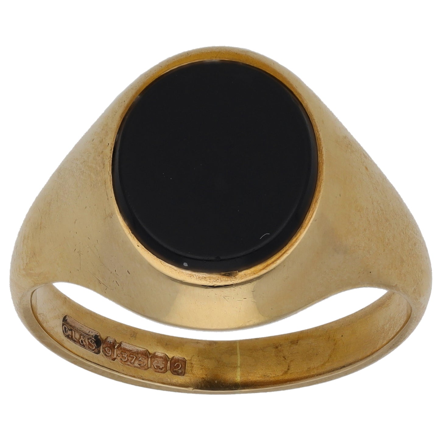 9ct Gold Onyx Signet Ring Size P