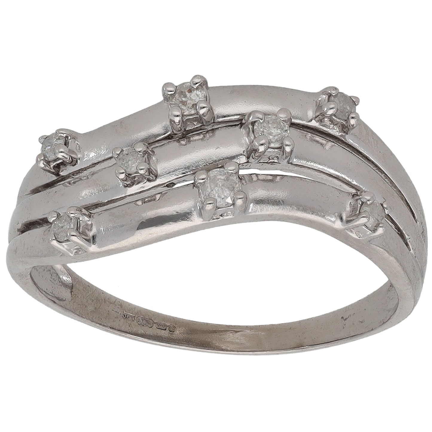 9ct White Gold 0.19ct Diamond Dress/Cocktail Ring Size Q