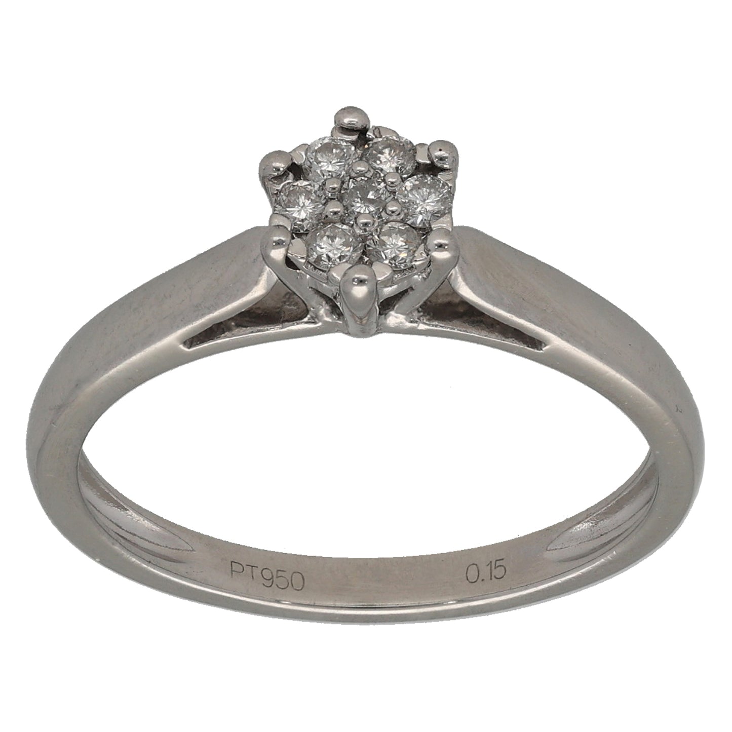 Platinum 0.15ct Diamond Cluster Ring Size P