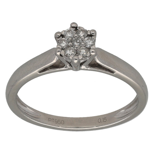 Platinum 0.15ct Diamond Cluster Ring Size P