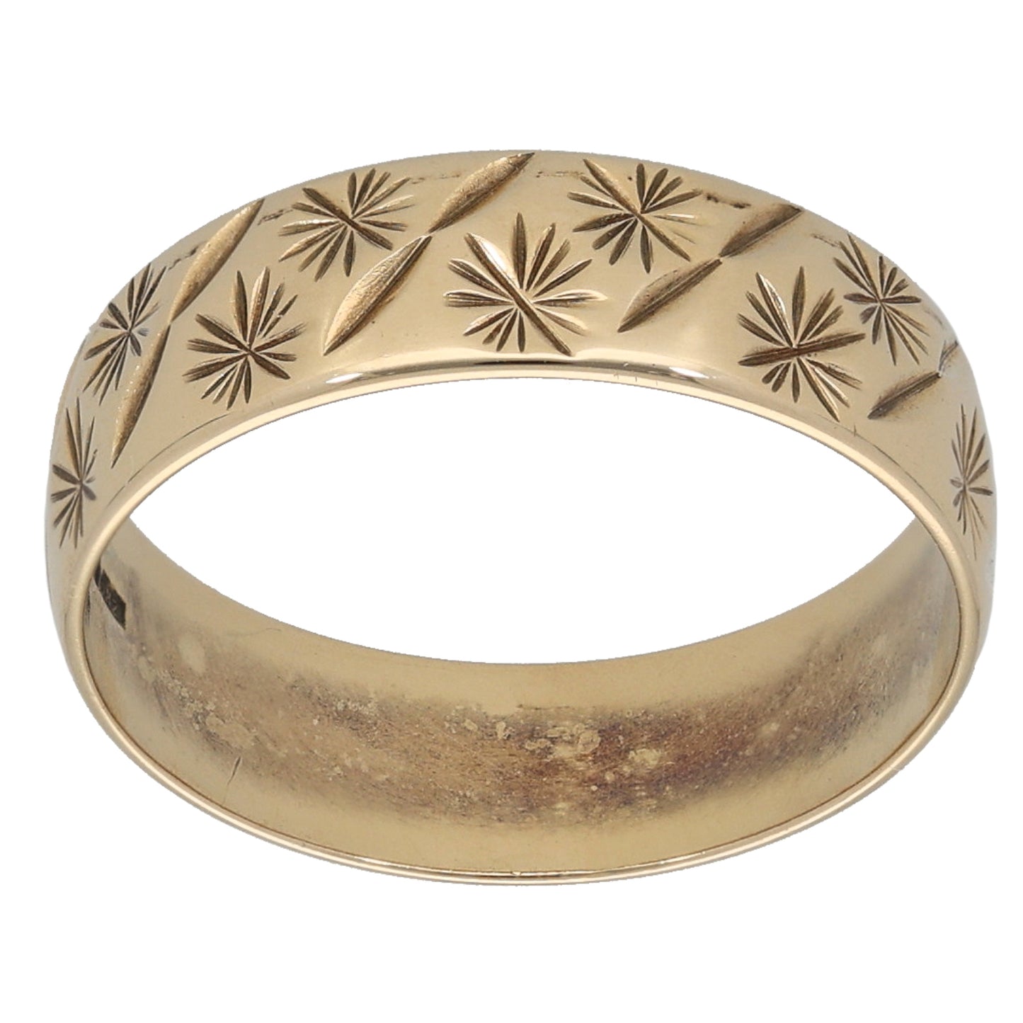 9ct Gold Patterned Wedding Ring Size M