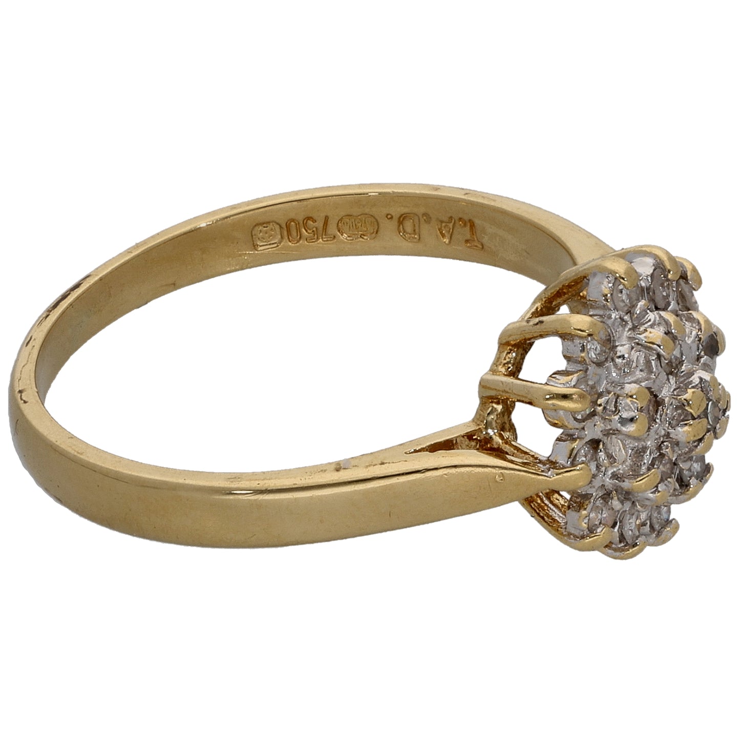 18ct Bicolour Gold 0.15ct Diamond Cluster Ring Size M