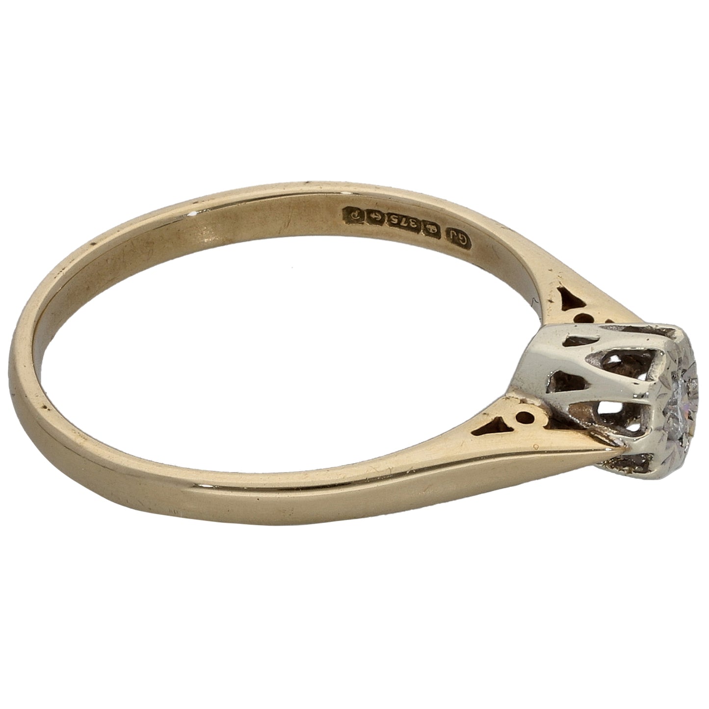 9ct Gold 0.05ct Diamond Solitaire Ring Size N