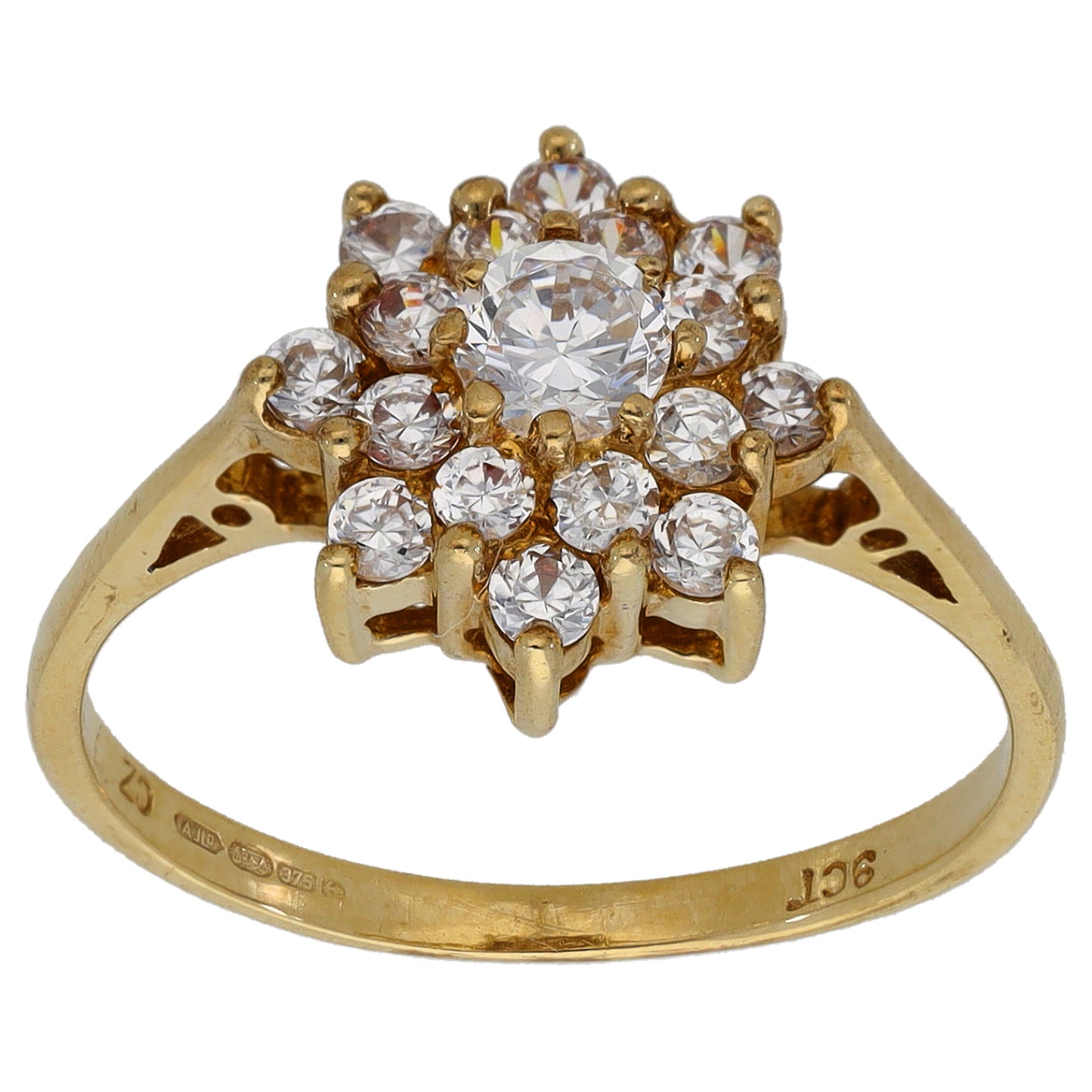 9ct Gold Cubic Zirconia Dress/Cocktail Ring Size O