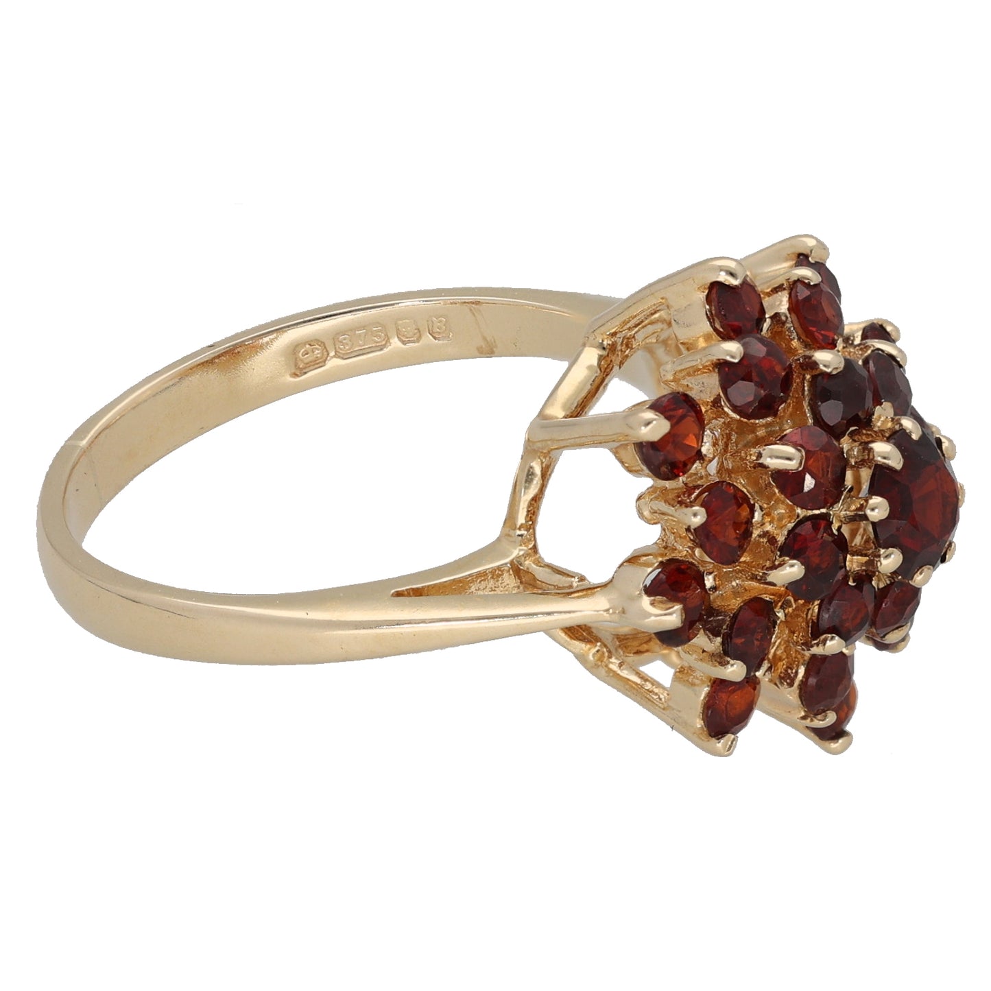 9ct Gold Garnet Dress/Cocktail Ring Size O