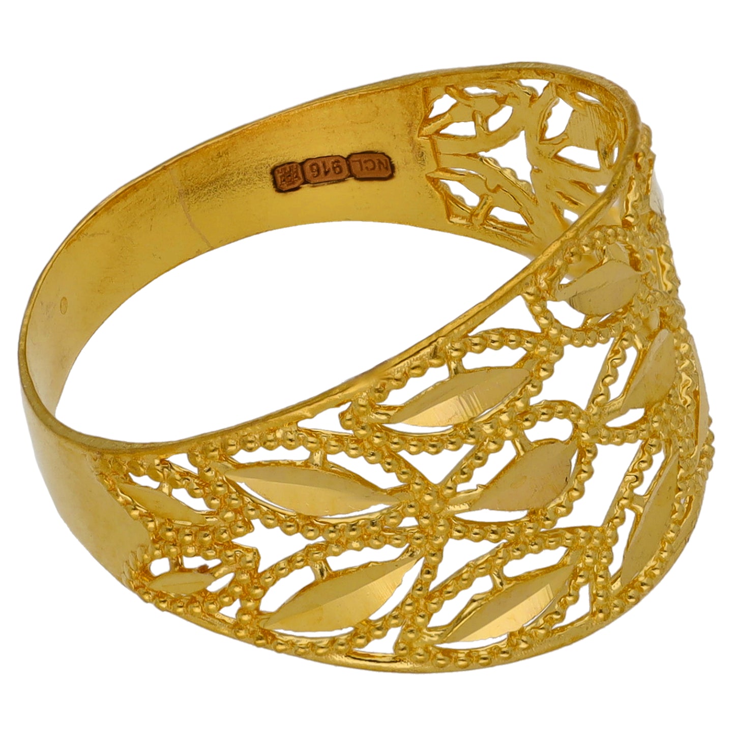 New 22ct Gold Petal Patterned Ring Sizes N-R