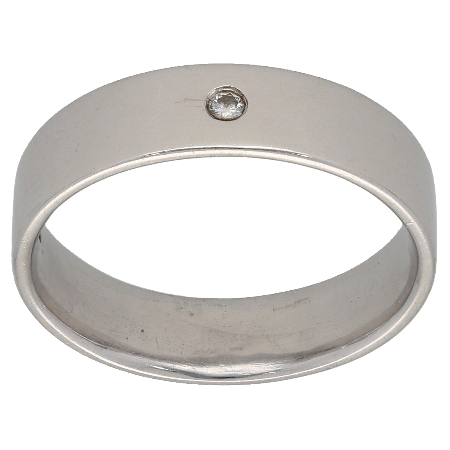 18ct White Gold 0.01ct Diamond Plain Wedding Ring Size M