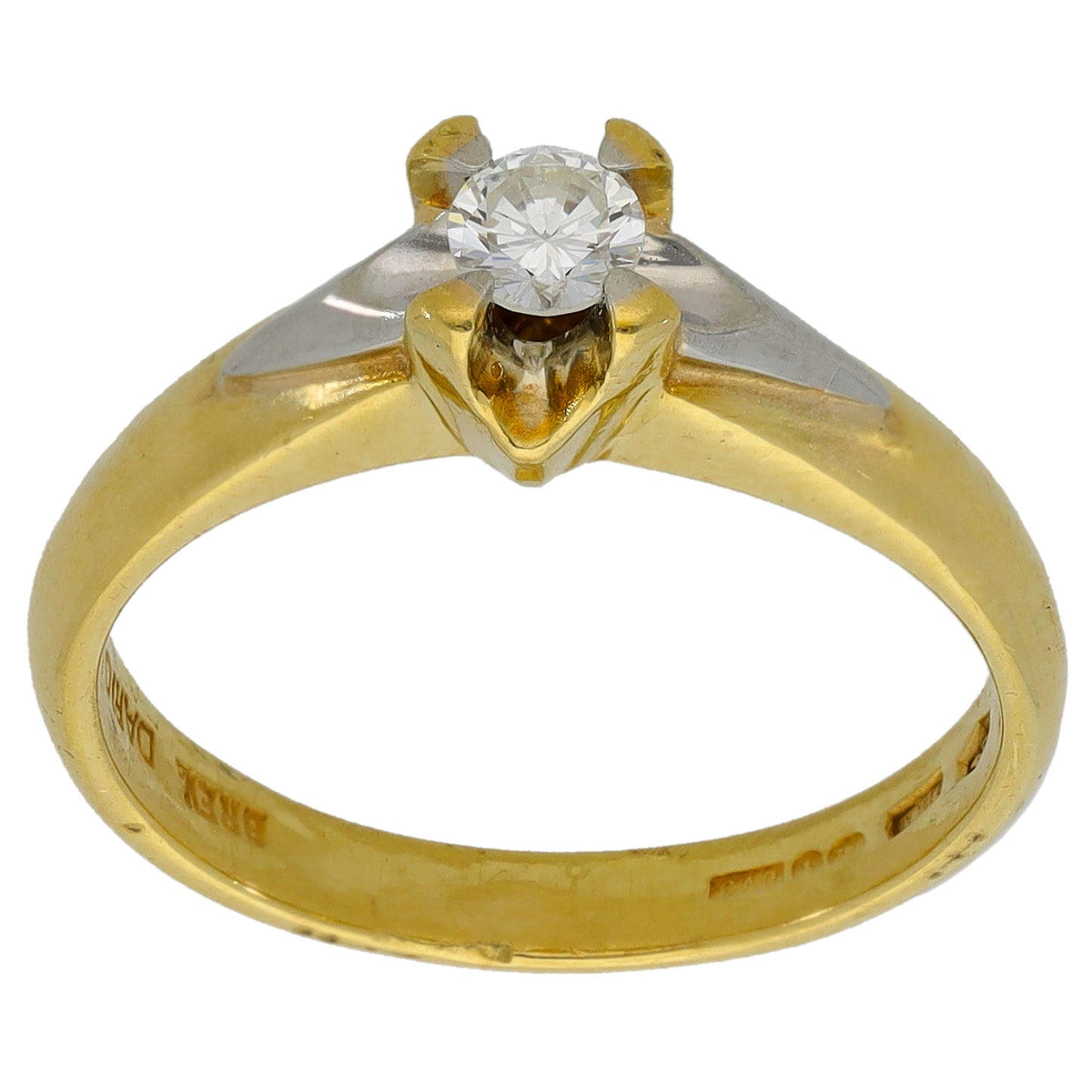 18ct Bicolour Gold 0.18ct Diamond Solitaire Ring Size M