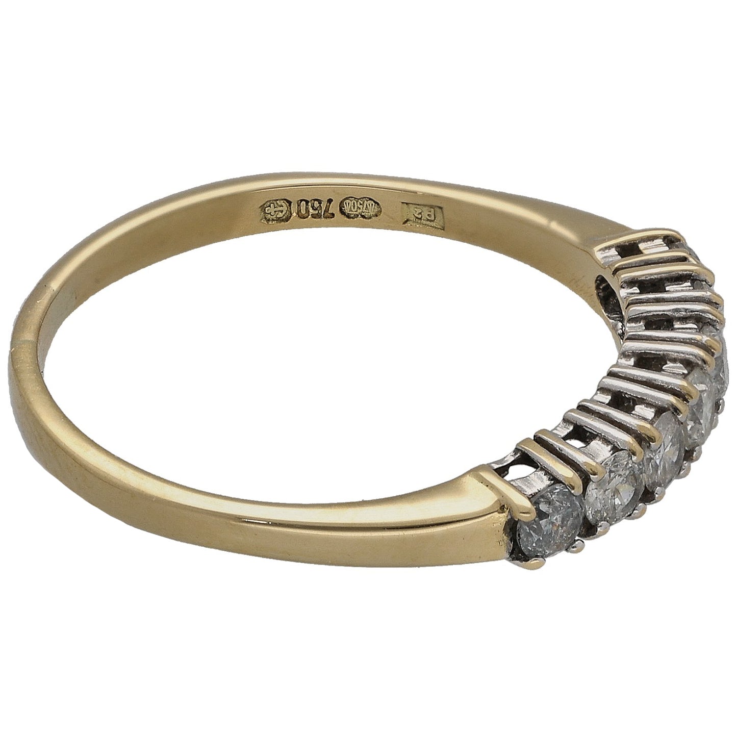 18ct Gold 0.50ct Diamond Half Eternity Ring Size P