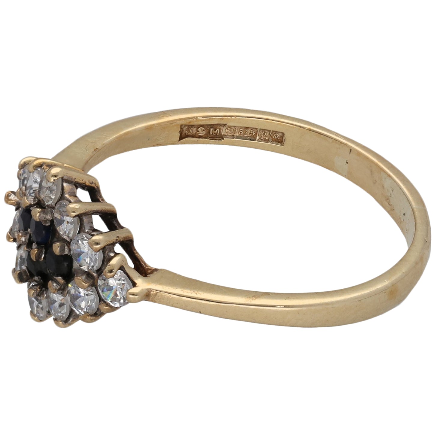 9ct Gold Sapphire & Cubic Zirconia Dress/Cocktail Ring Size U