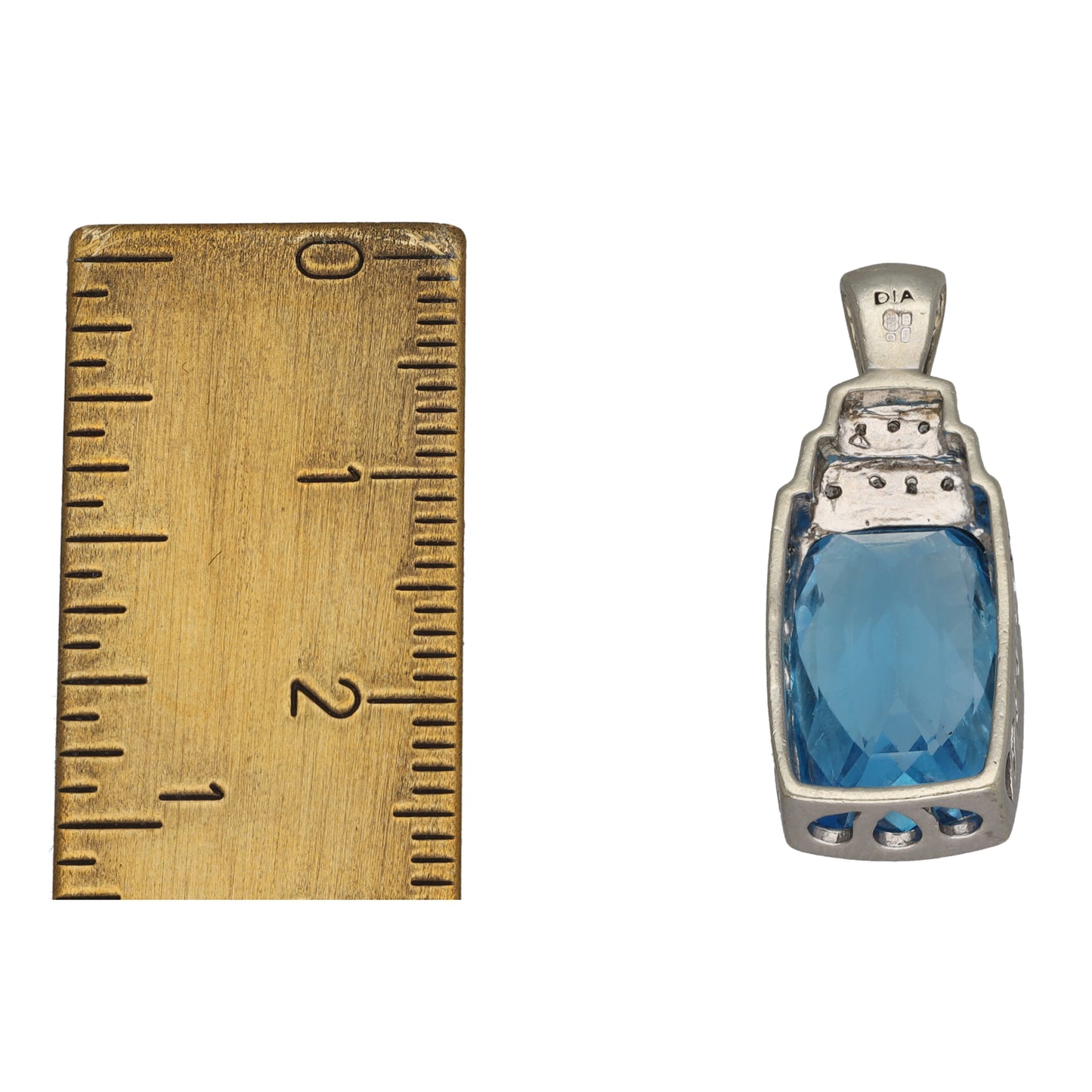 9ct White Gold Topaz & 0.035ct Diamond Dress/Cocktail Pendant