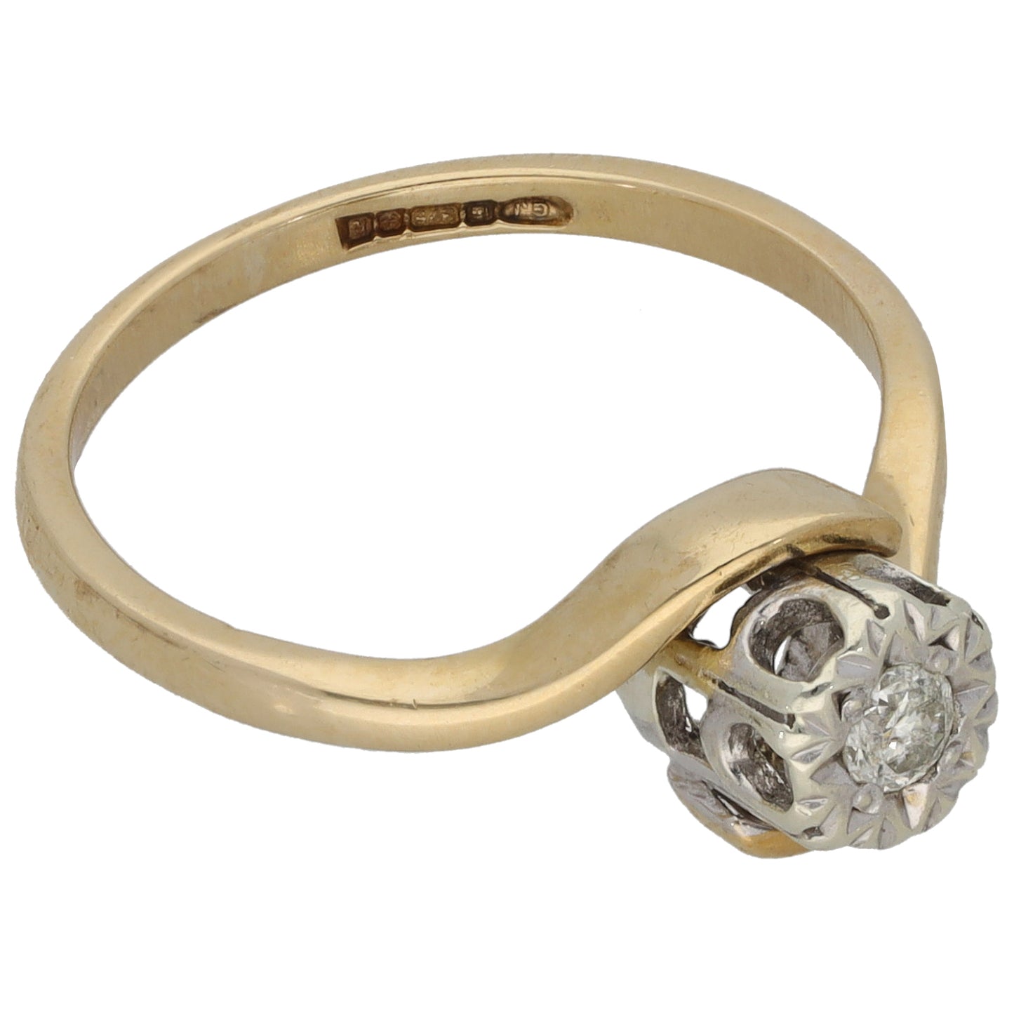 9ct Gold 0.10ct Diamond Solitaire Ring Size M
