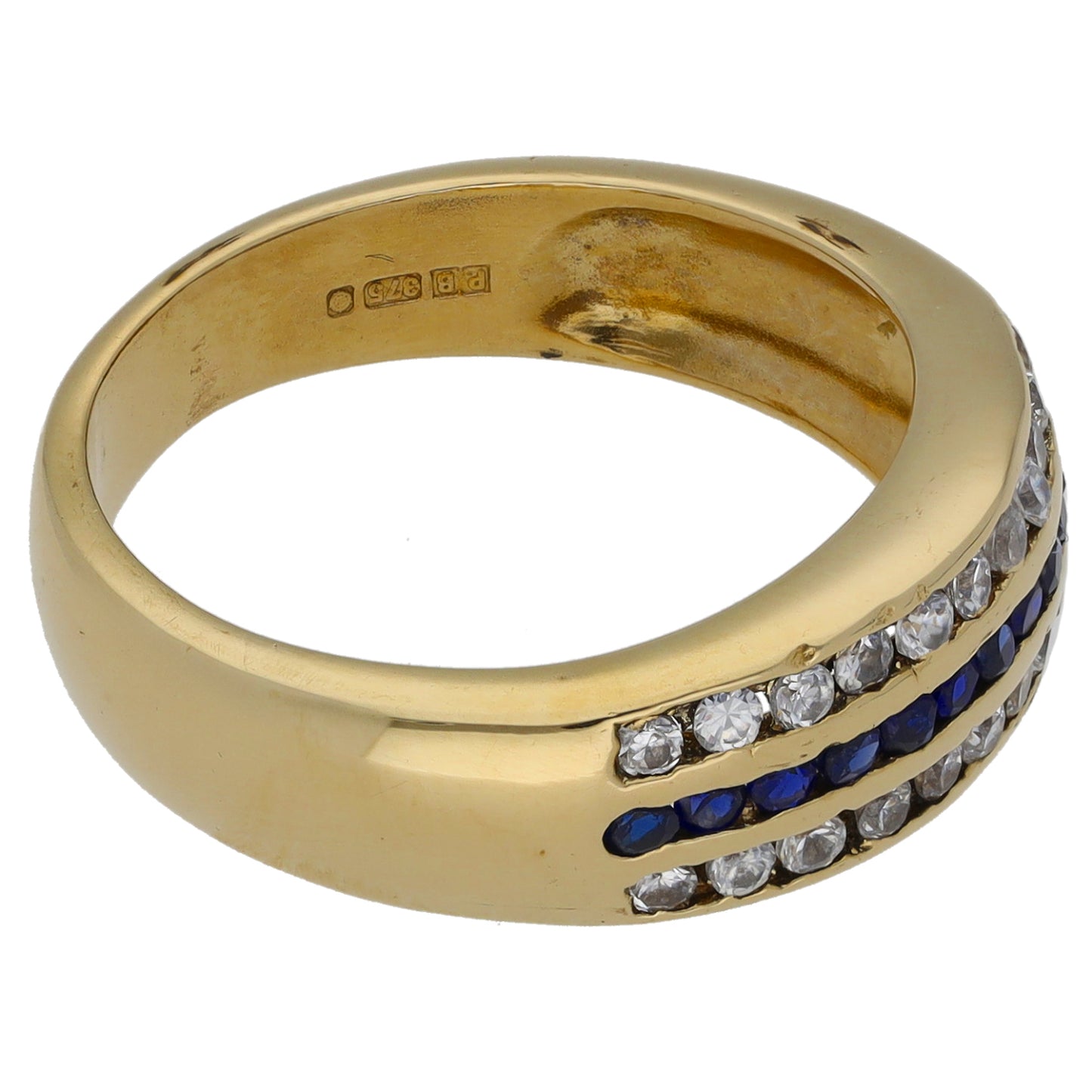 9ct Gold Sapphire & Cubic Zirconia Dress/Cocktail Ring Size N
