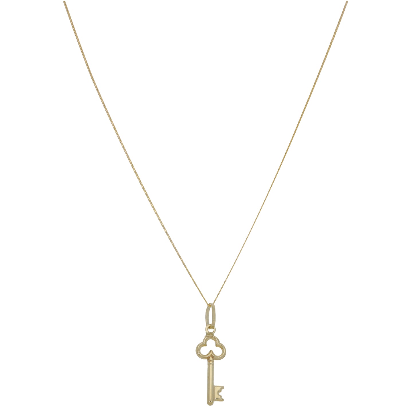 New 9ct Gold Key Pendant With Chain 18"