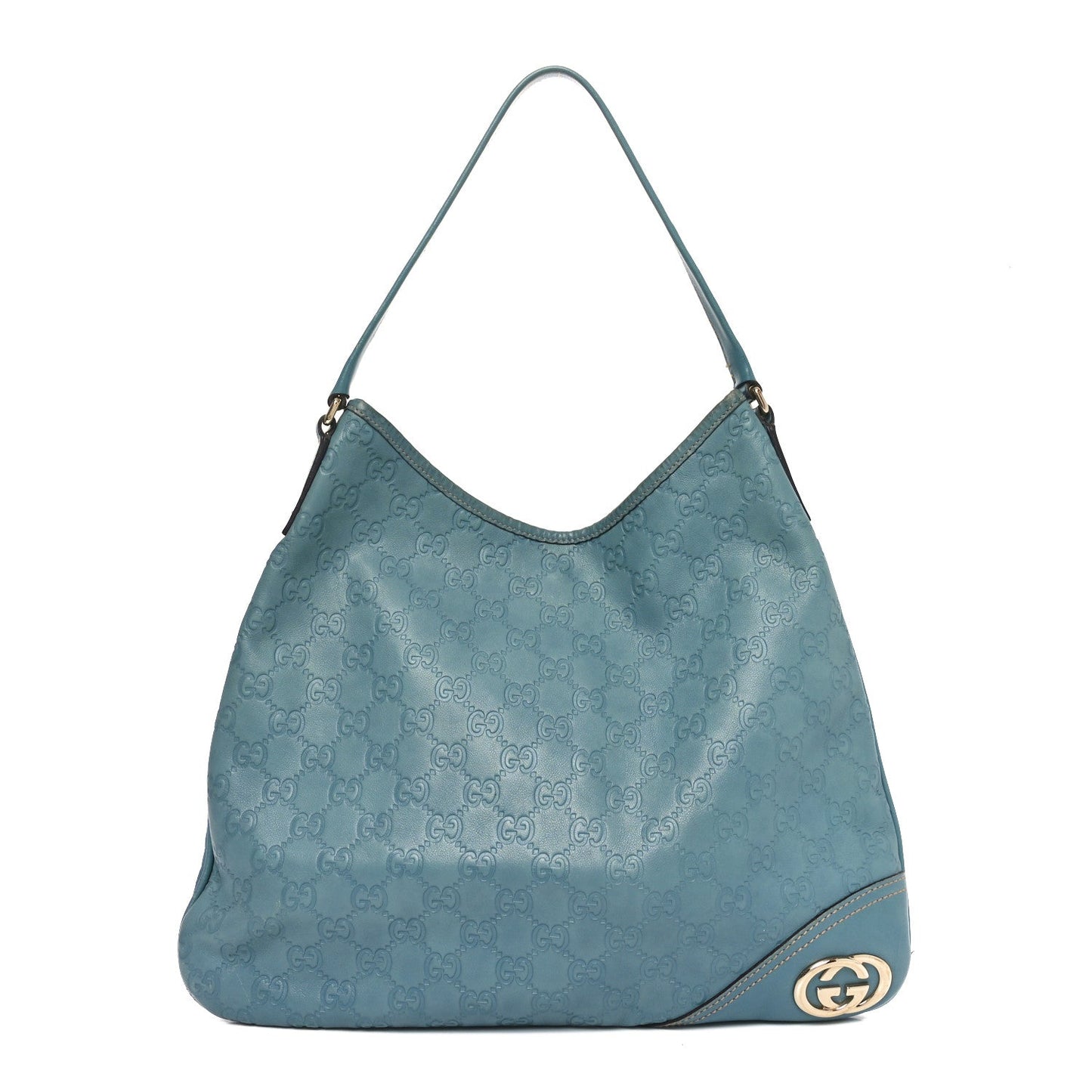 Gucci New Britt Hobo Guccissima Leather Bag - Blue