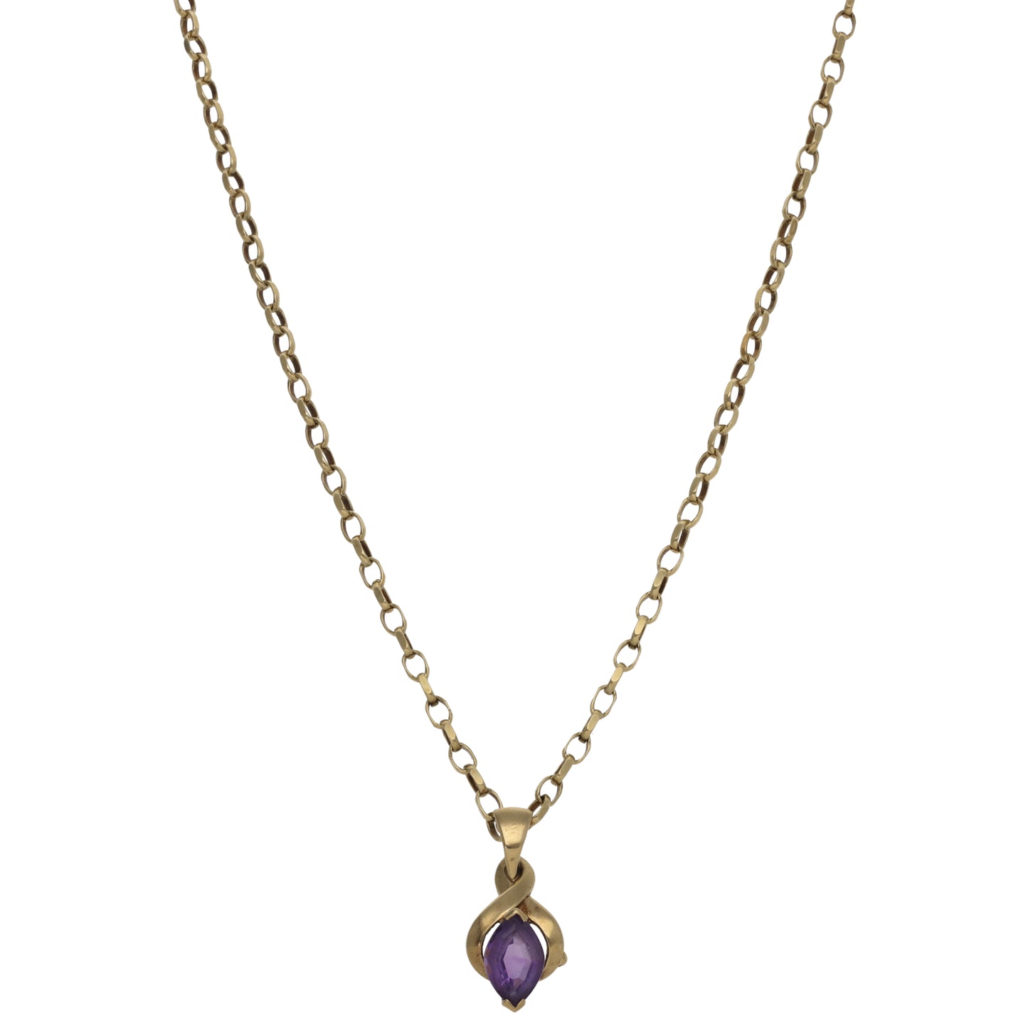 9ct Gold Amethyst Single Stone Pendant With Chain